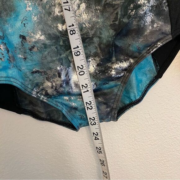 WEISSMAN Elite Dance mesh blue Splattered Metallic Leotard NV12029 LC 10/12 - Picture 7 of 12